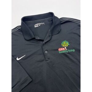 Nike Golf Men's Sz L HEB Healty Living‎ Black Polo 443119-010 Embroidered Logo's